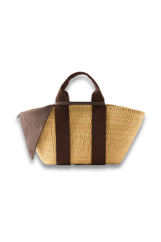 Cotton-trimmed Raffia Tote