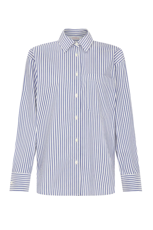 Cotton Rich Striped Collared Shirt