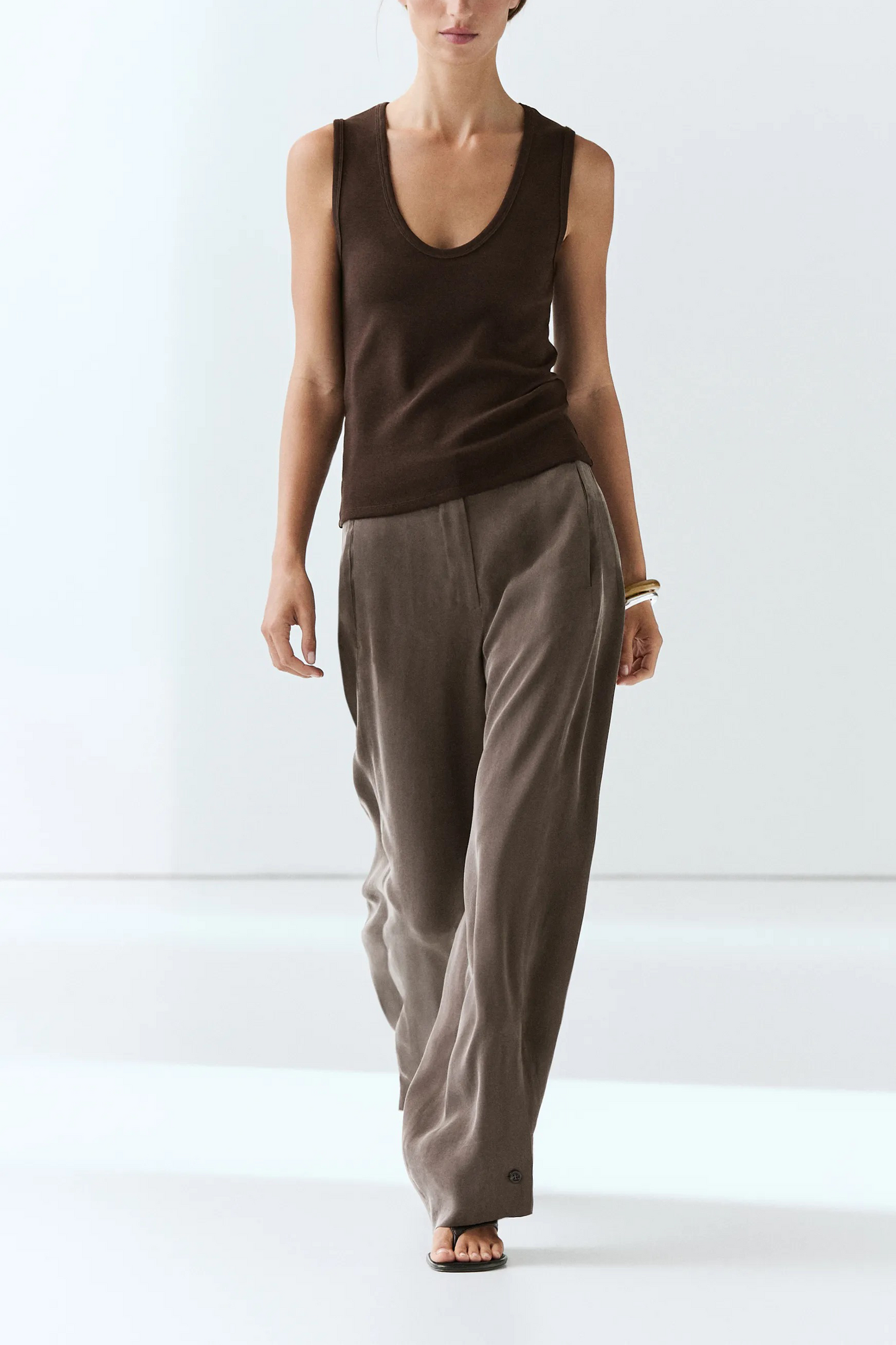 Cotton Blend V-neck Top