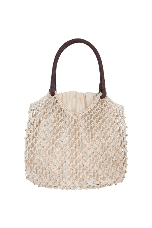 Metallic Beaded Macramé Bag