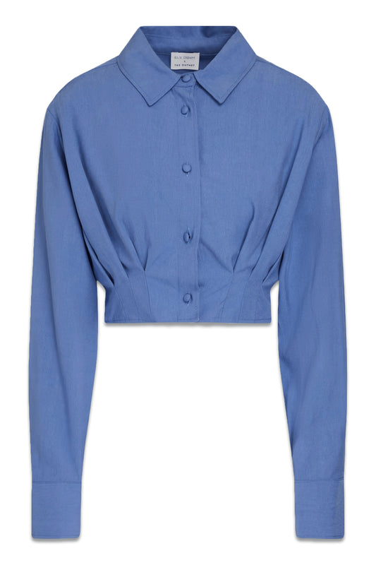The Cropped Pleated Lyocell-blend Twill Shirt