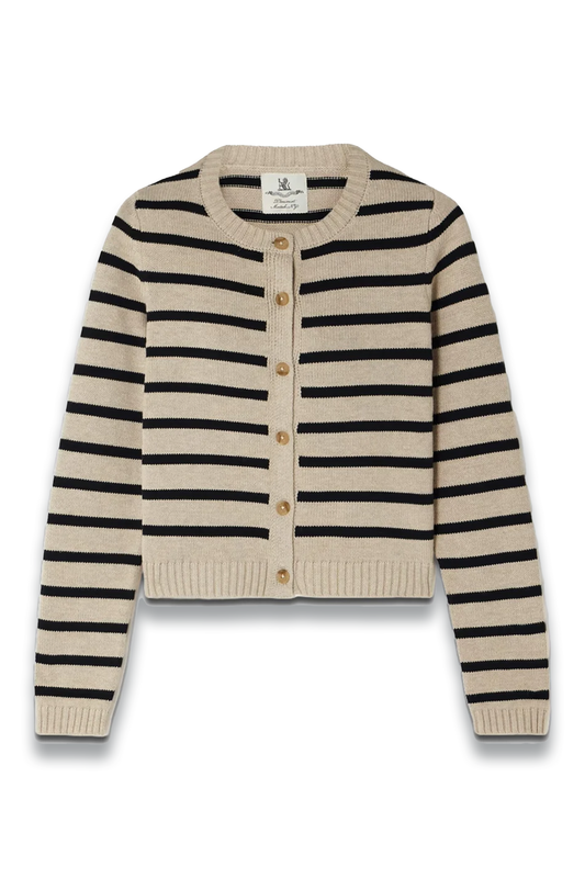 Cropped Striped Cotton-Blend Cardigan