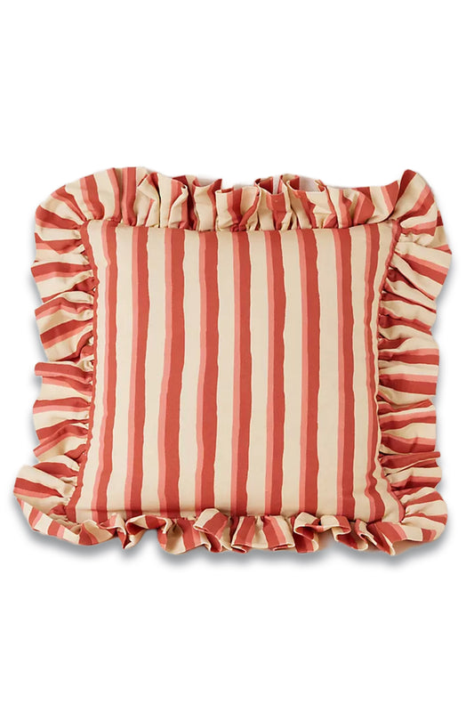 Sophia Frances Painted Stripe Frilly Cushion