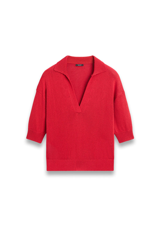 Flowing knit polo sweater