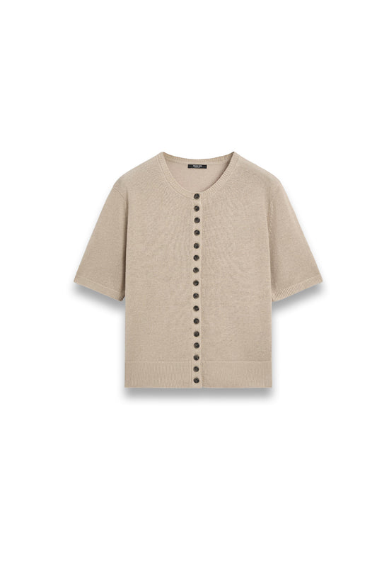 Linen blend short sleeve cardigan