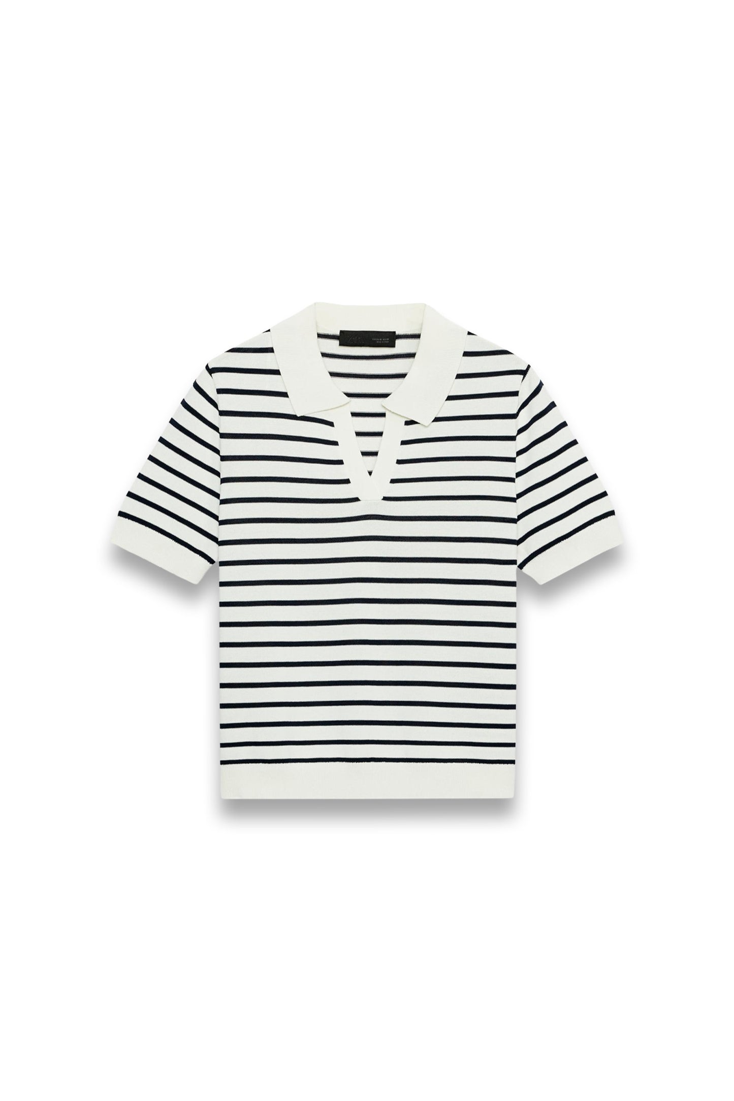 Striped Knit Short Sleeve Polo Shirt