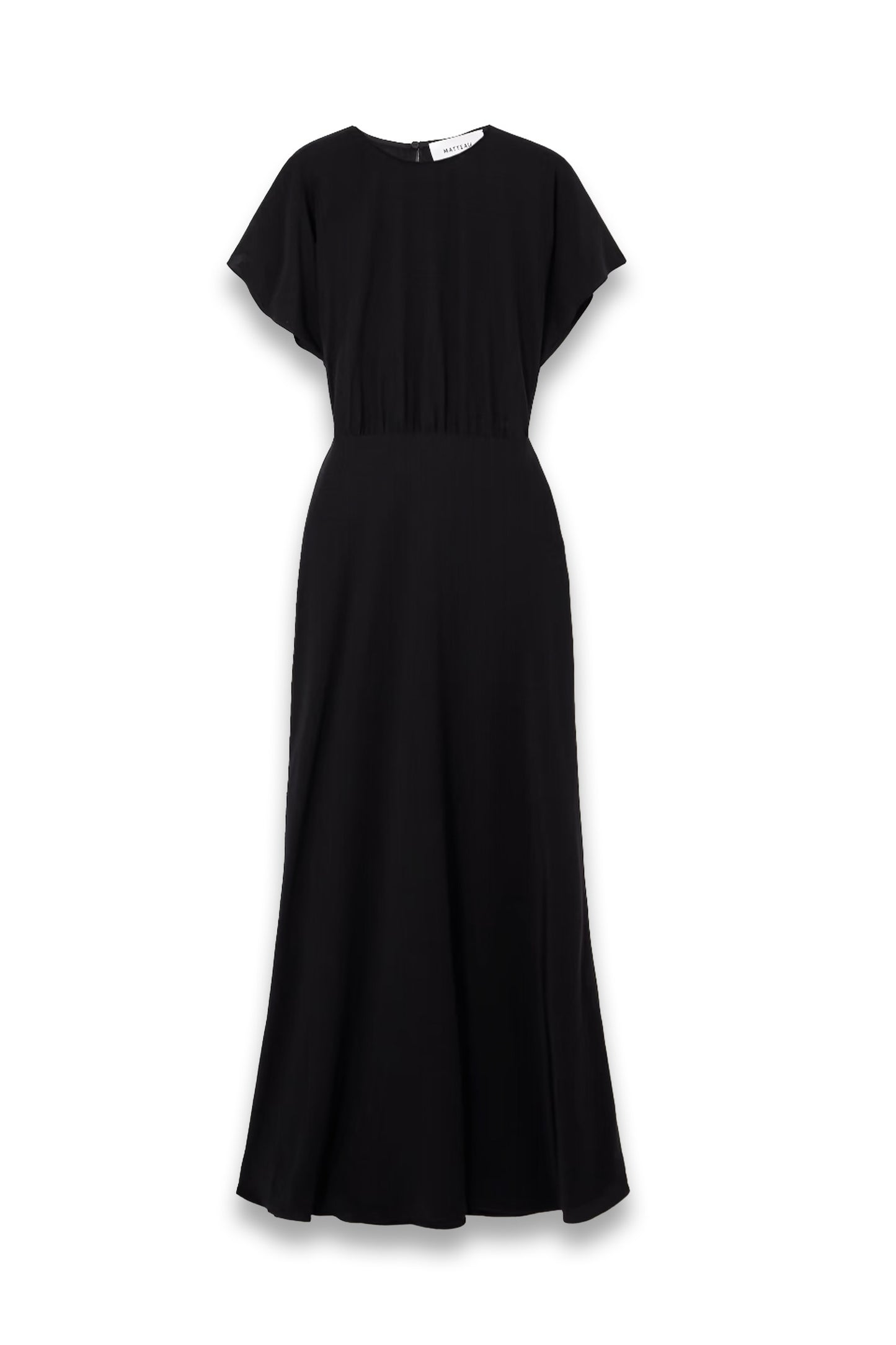 Gathered Silk Crepe de Chine Maxi Dress