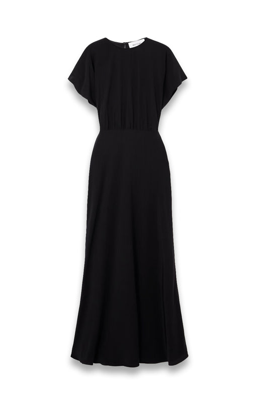 Gathered Silk Crepe de Chine Maxi Dress