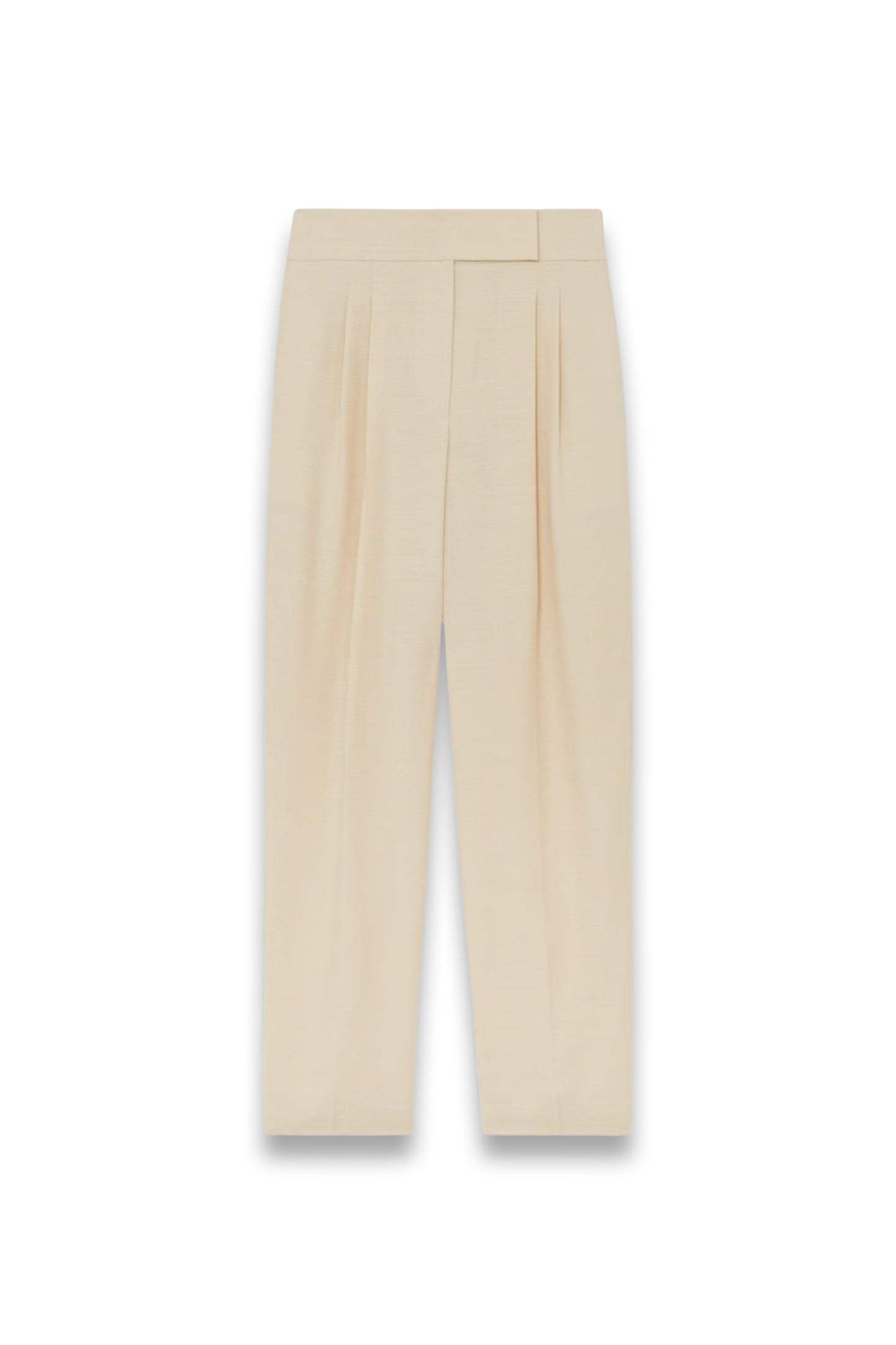 Atelier Woven Tapered Pleated Trousers in Cream
