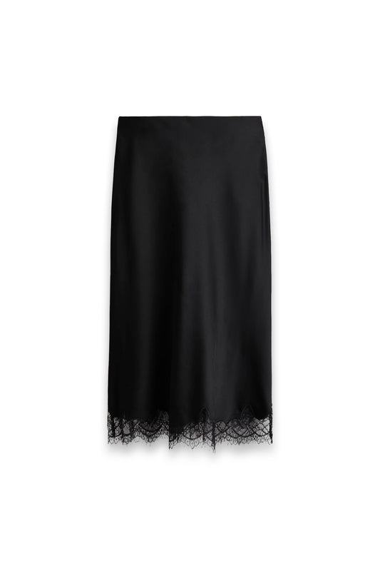 Lace-trimmed slip skirt