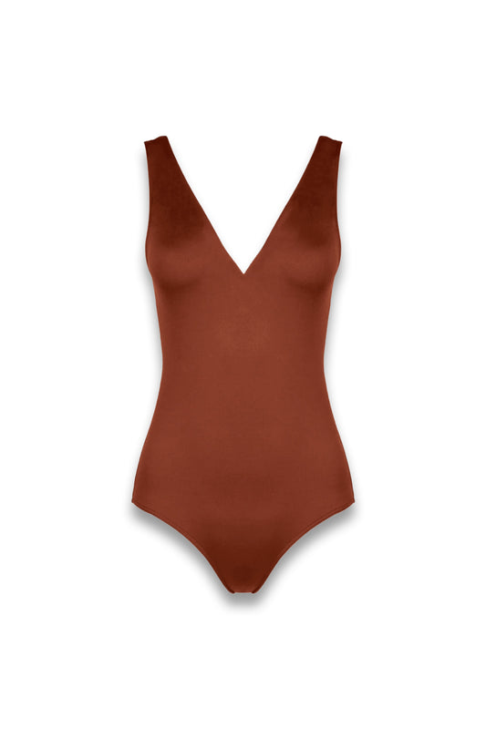 Comporta V-Neck Swimsuit Copper