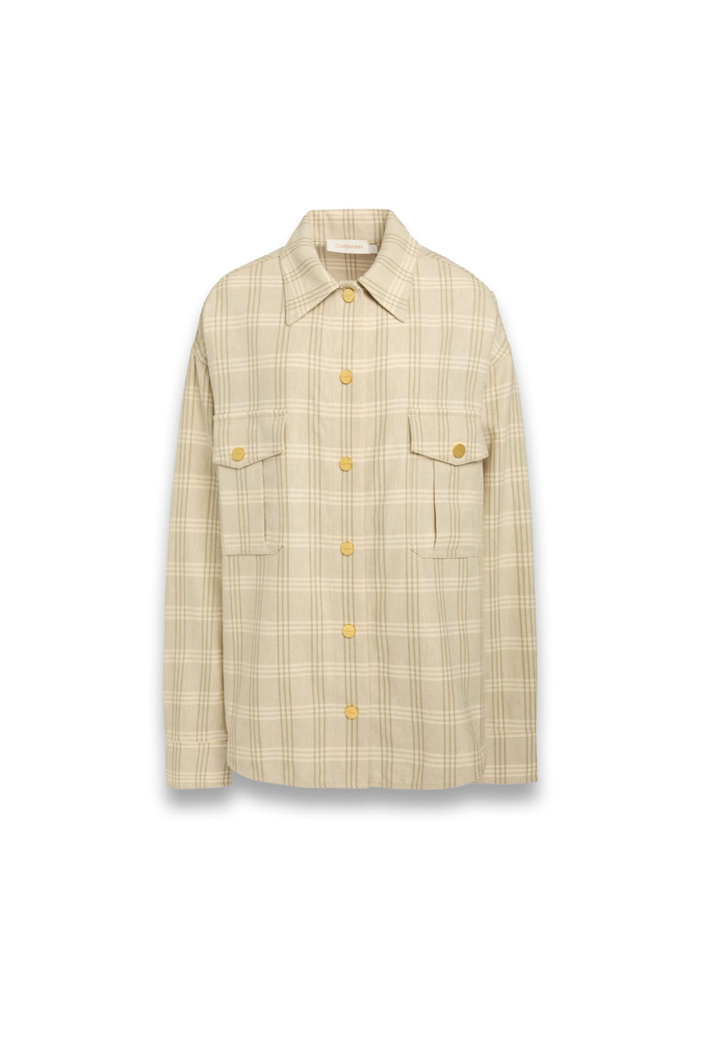 Oversized checked cotton and linen-blend shirt