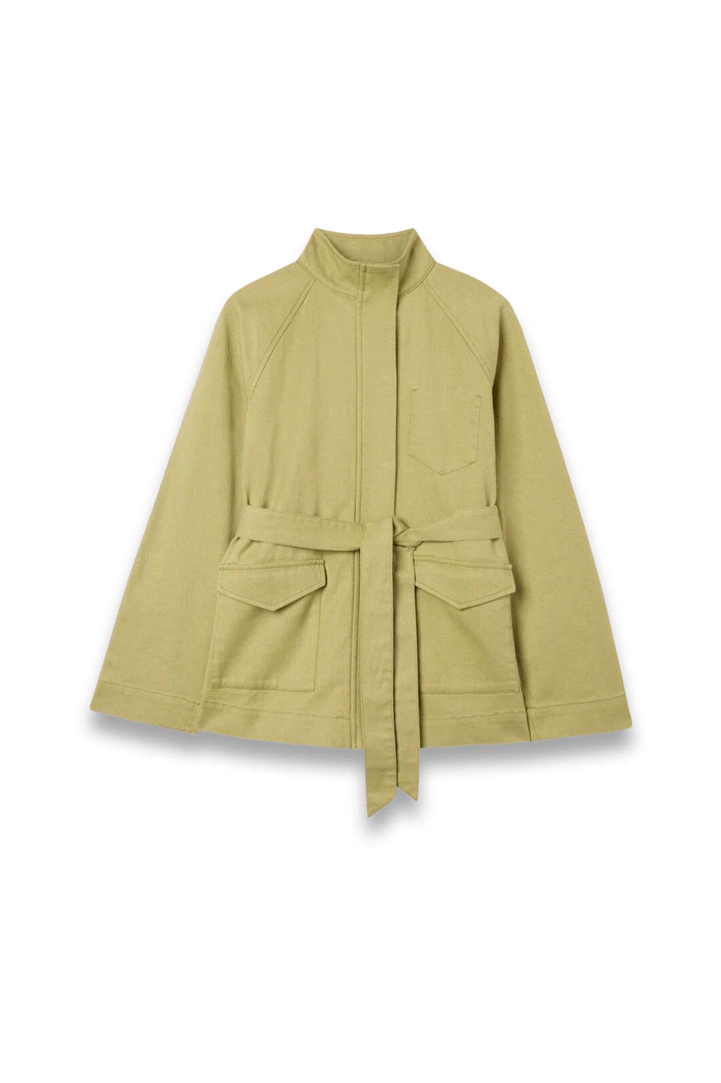 Sage Green Belted Cotton Safari Jacket