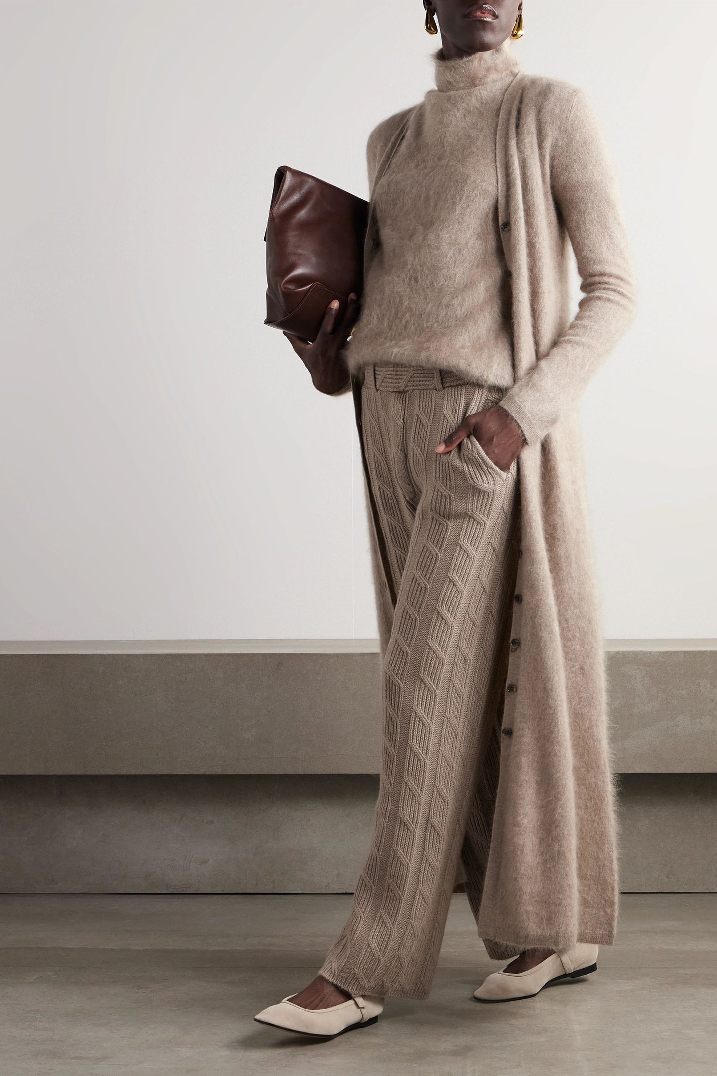 Carlie Belted Brushed Organic Cashmere Cardigan