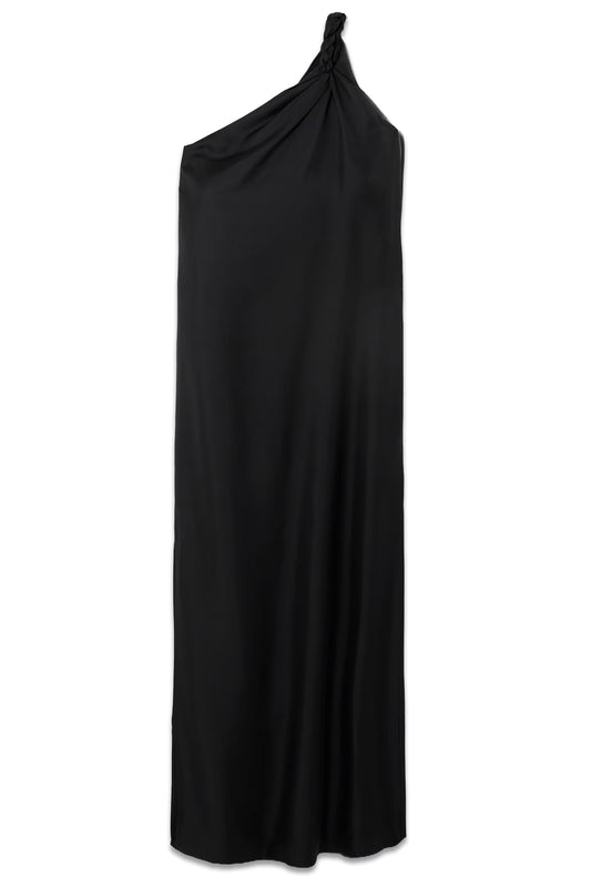 Adela One-shoulder Knotted Silk-twill Maxi Dress