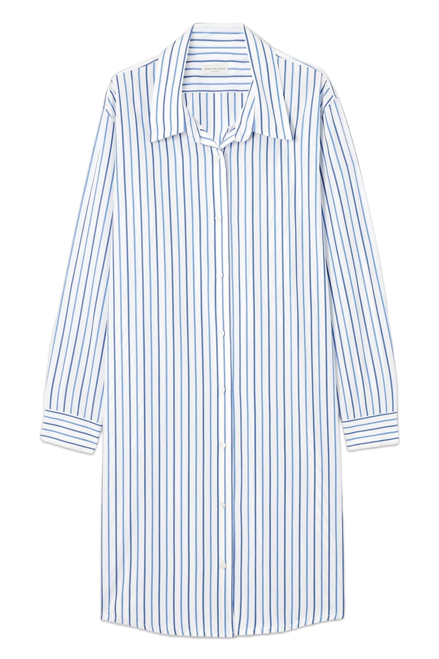 Striped cotton-poplin shirt dress