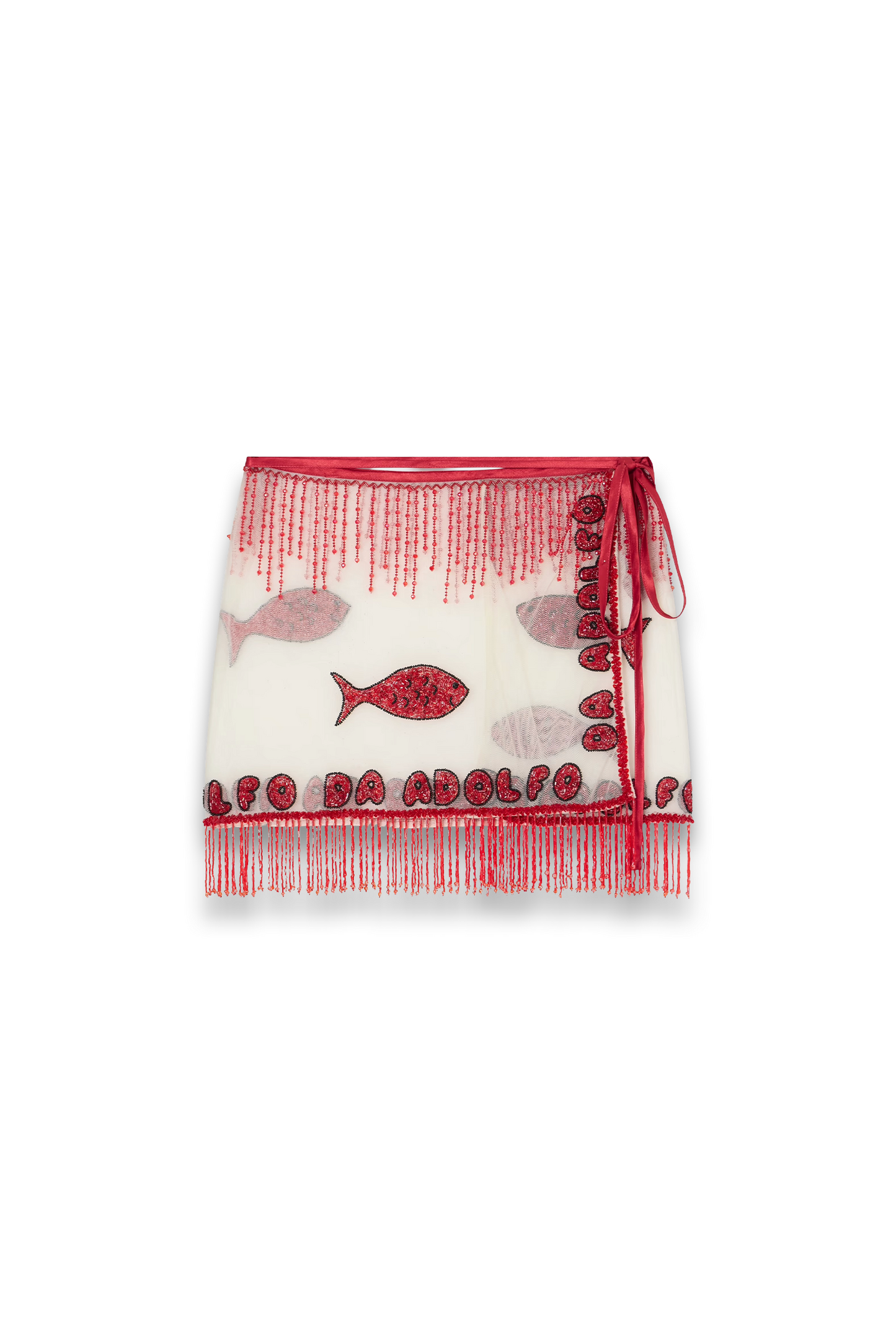 + Da Adolfo Riva Fringed Beaded Mesh Sarong