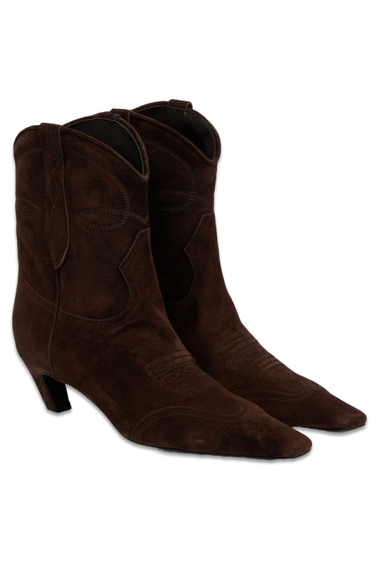 Dallas Suede Cowboy Boots Dark Brown