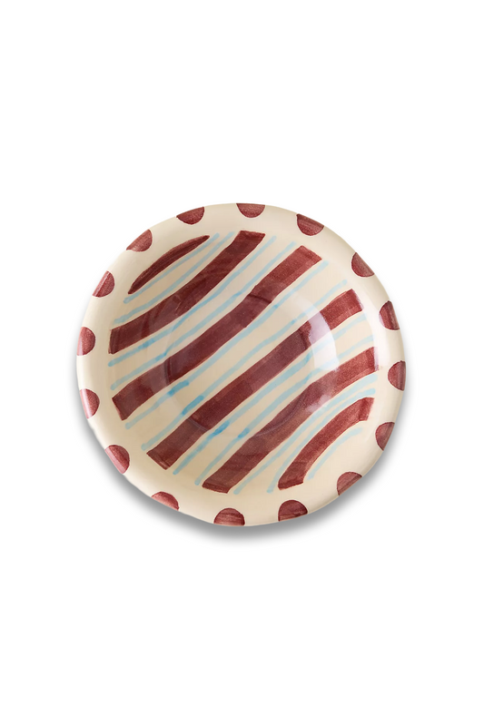 Handpainted Stripe Spot Serving Bowl