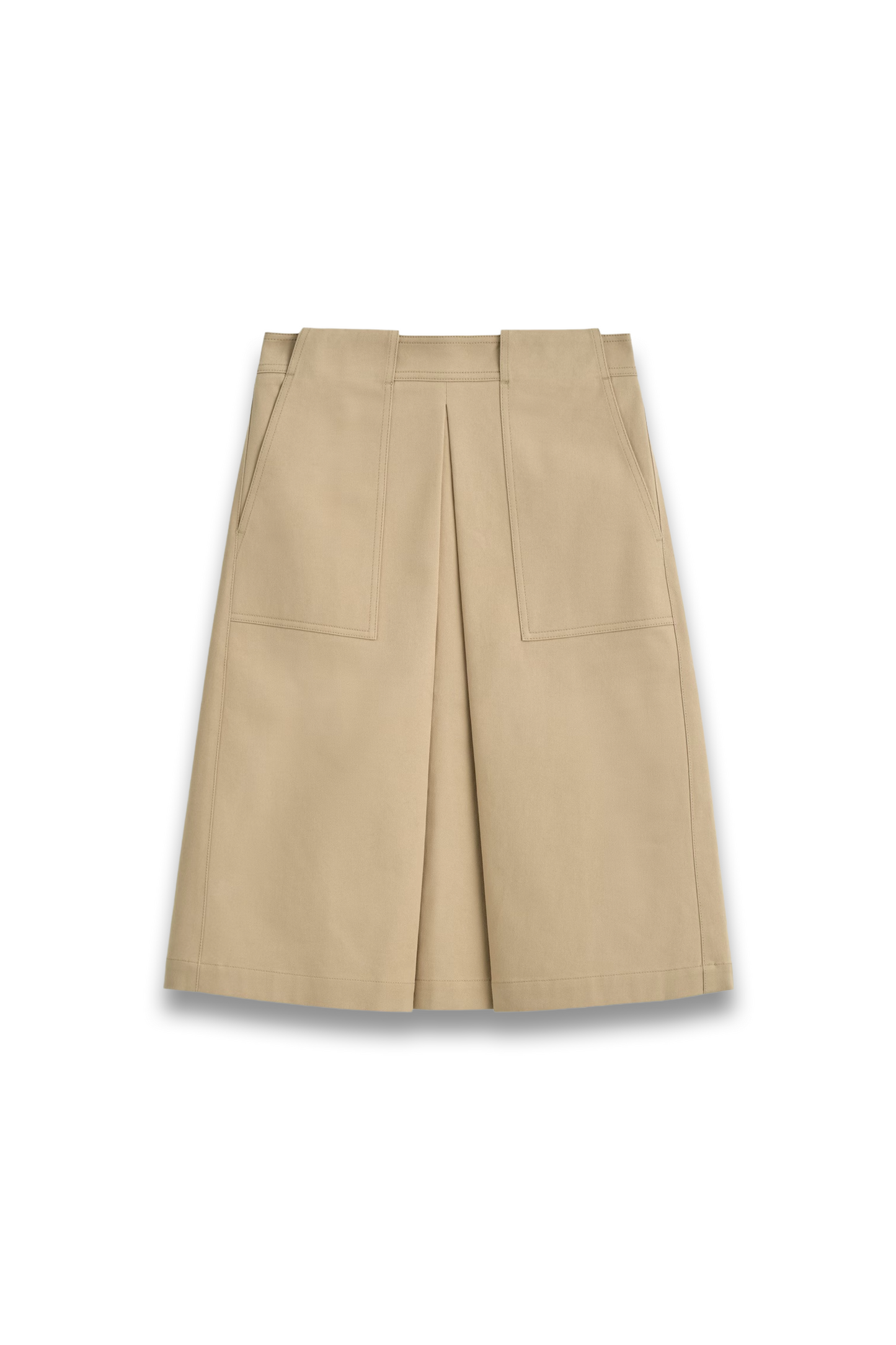 Deconstructed Pleated Cotton Midi Skirt