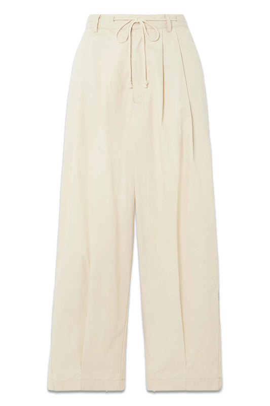 Pleated Organic Cotton-twill Wide-leg Pants