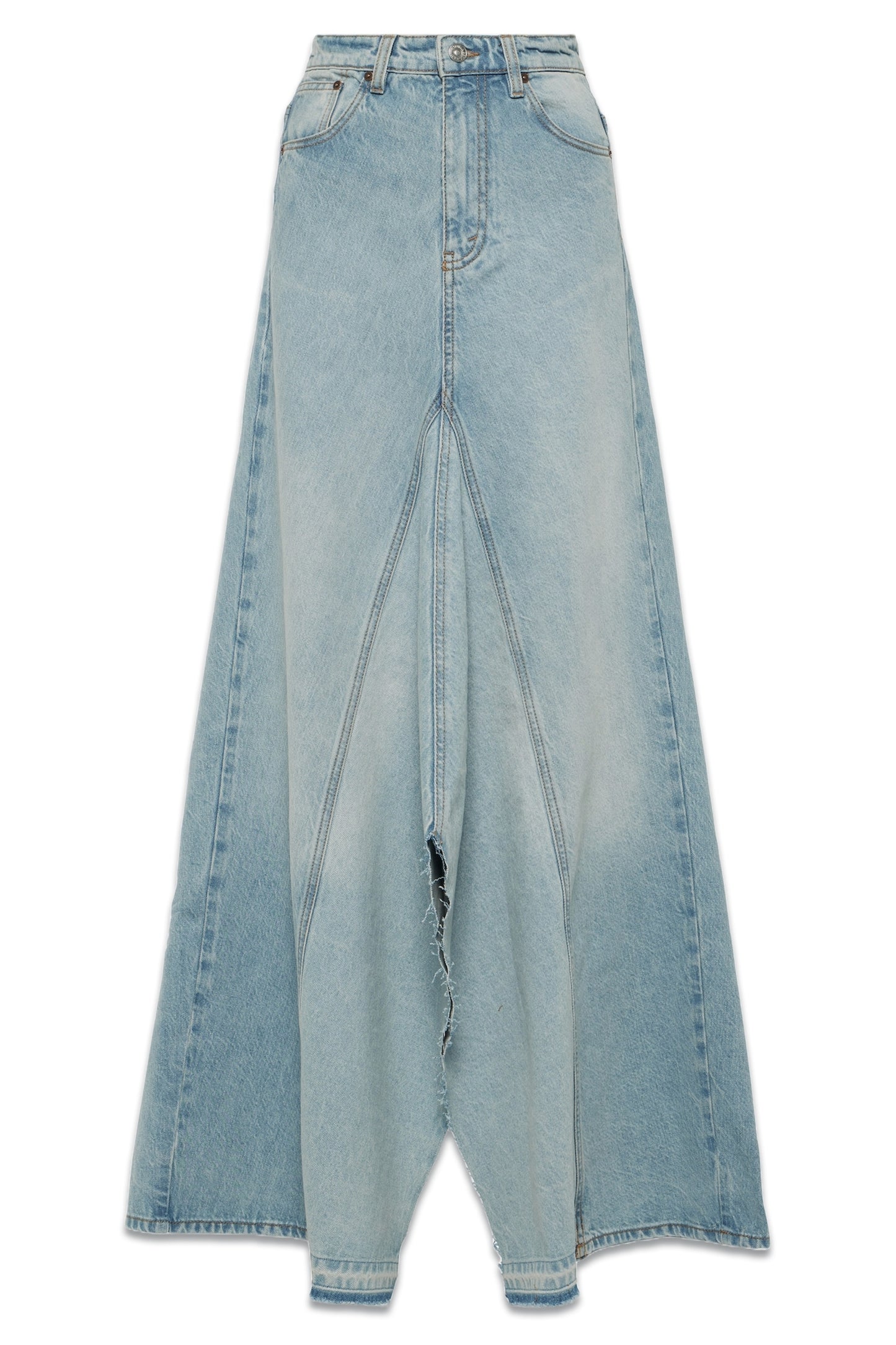 Godet Denim Maxi Skirt