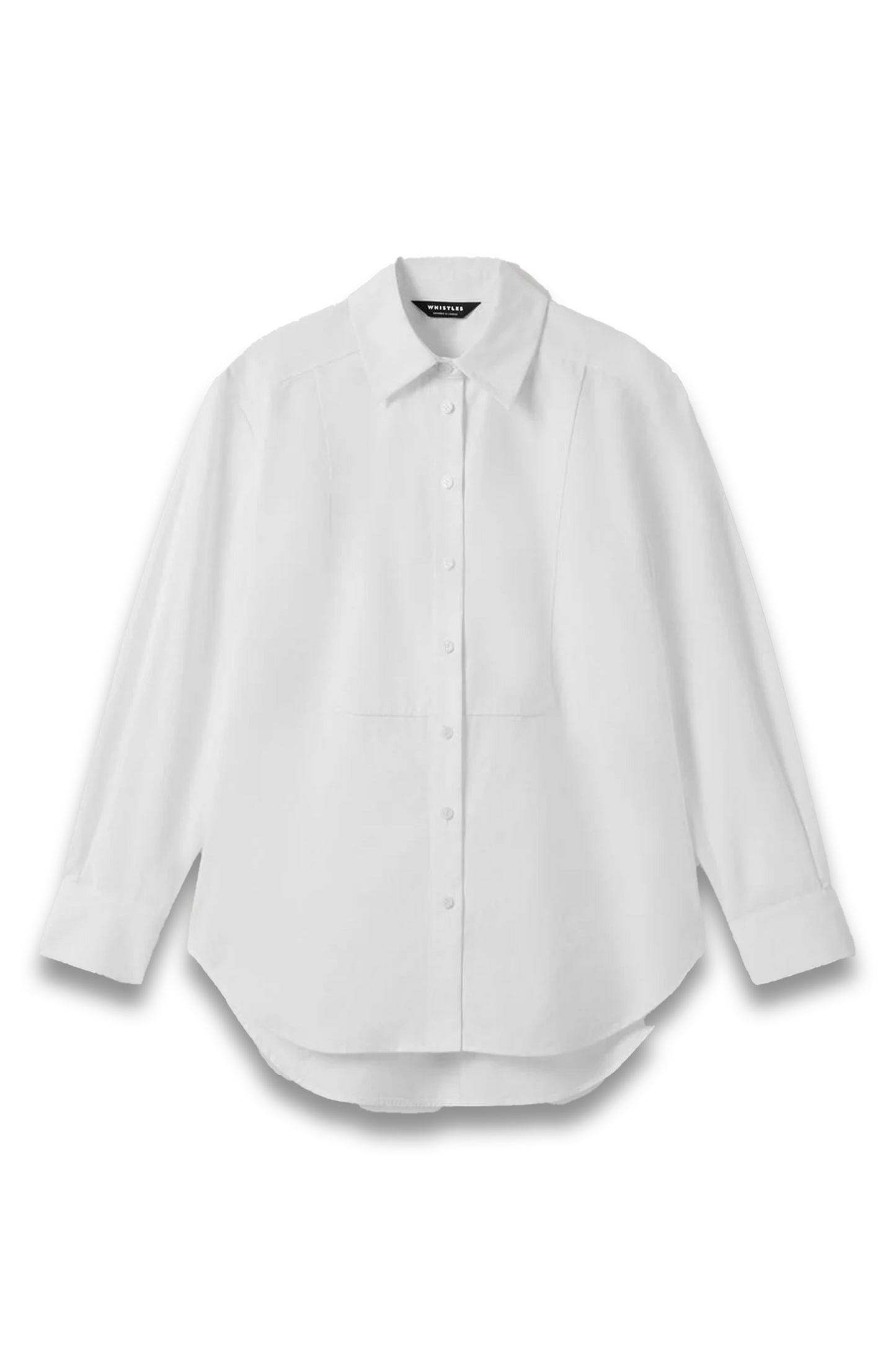 White Bib Detail Cotton Poplin Shirt