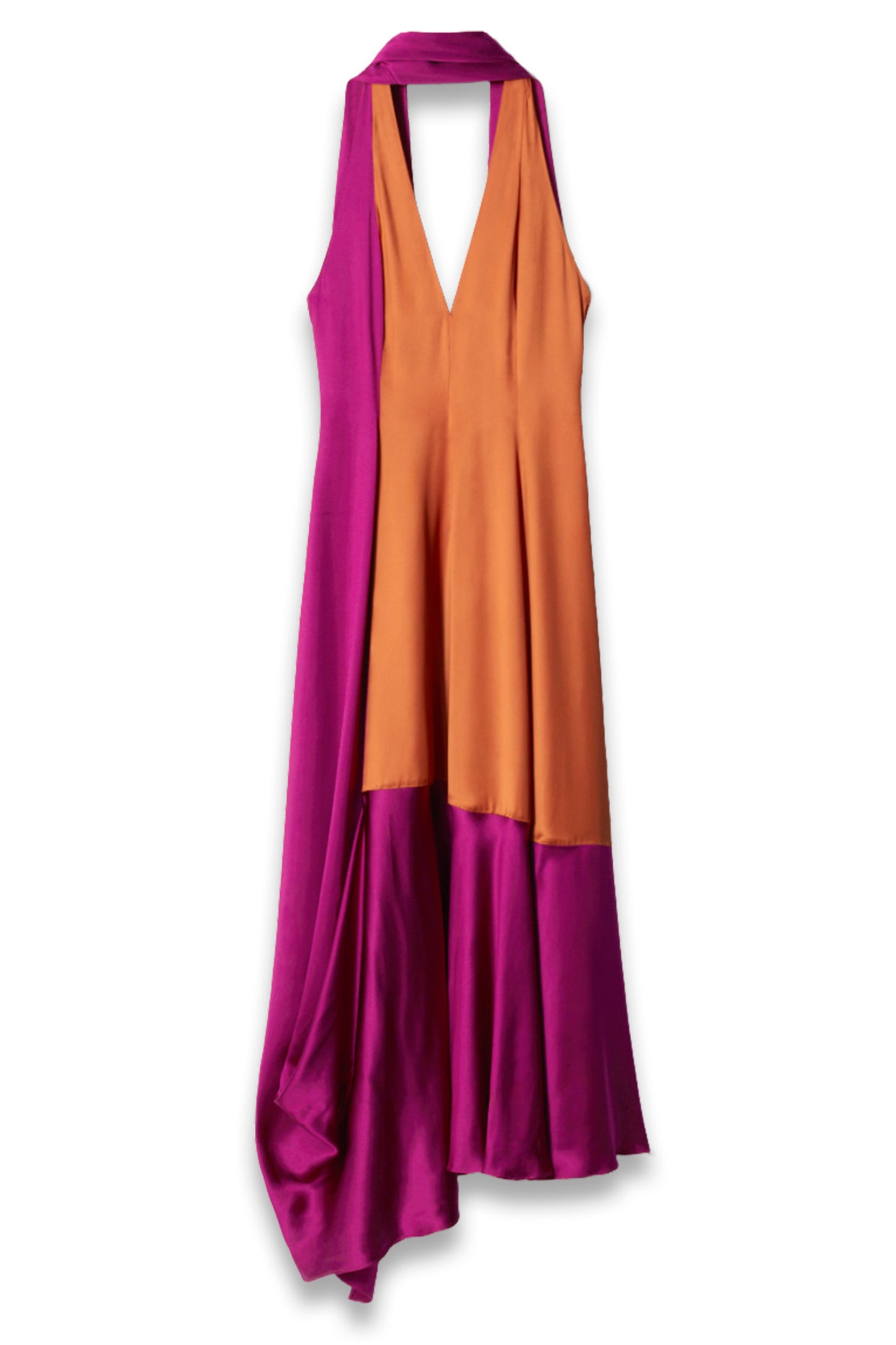Scarf-Detail Satin Maxi dress