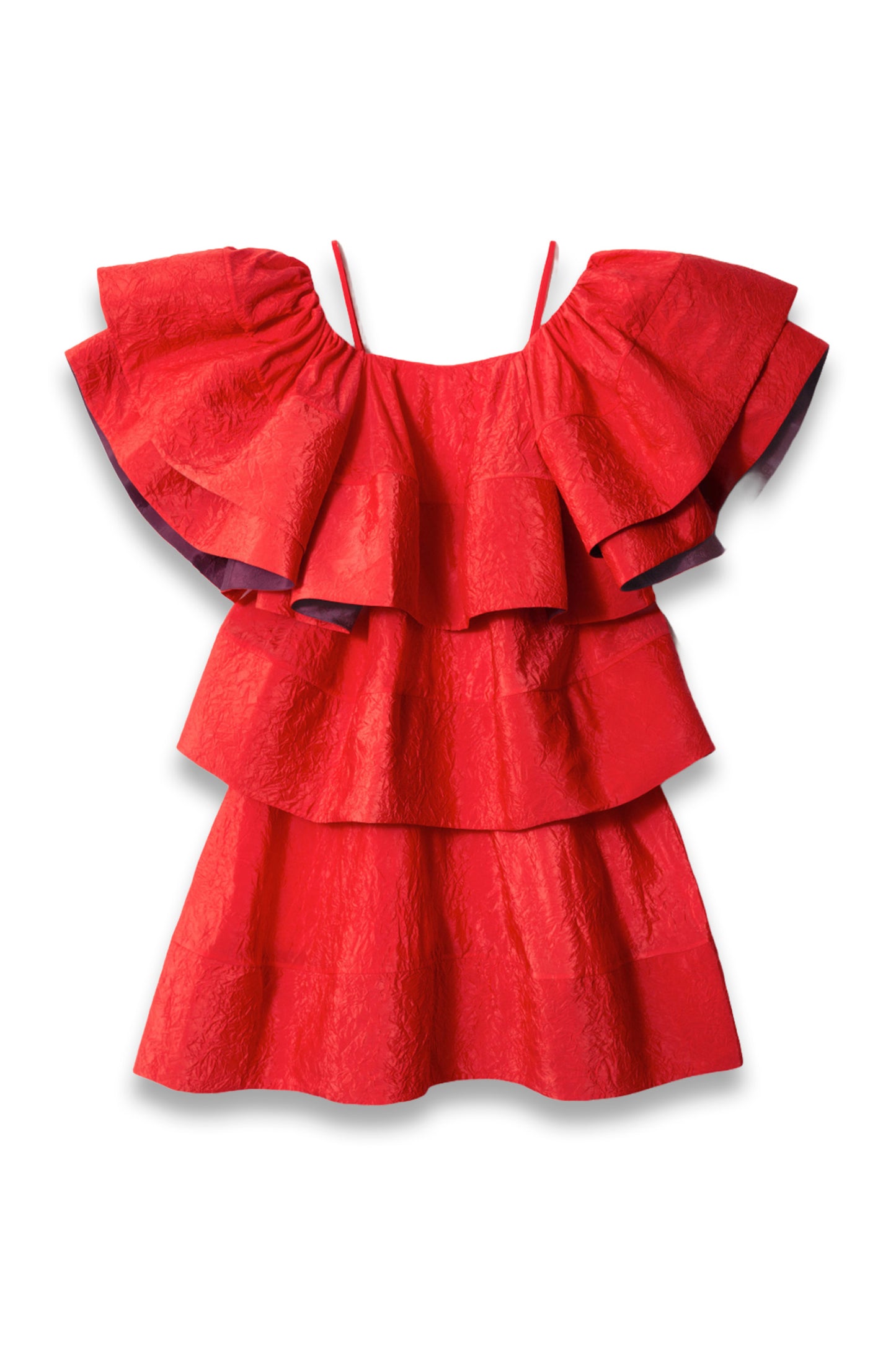 Ruffle Jacquard Midi Dress