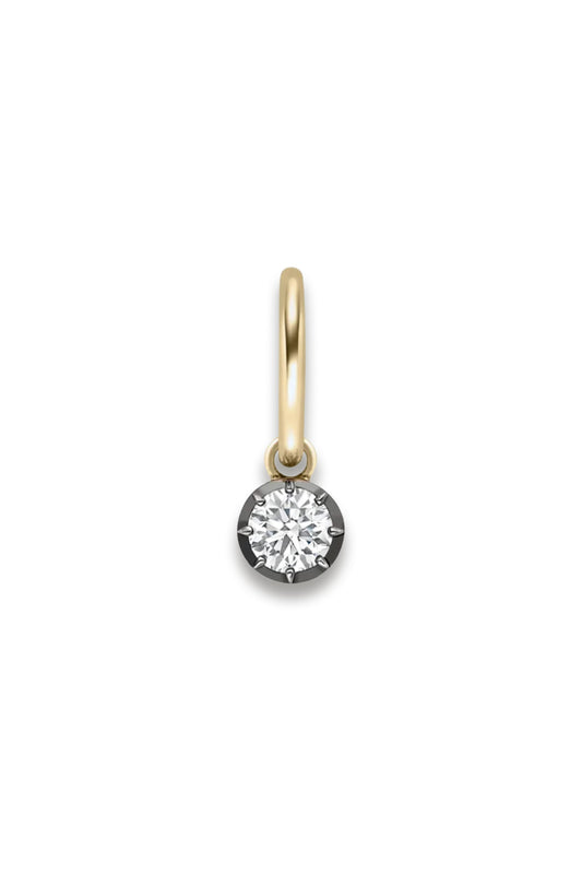 0.20ct Single Diamond & Blackened Gold Gypset Hoop Earring
