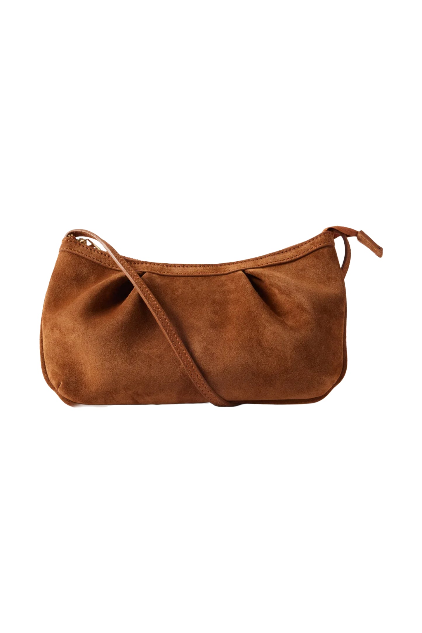 Brown Dimple Small Suede Shoulder Bag