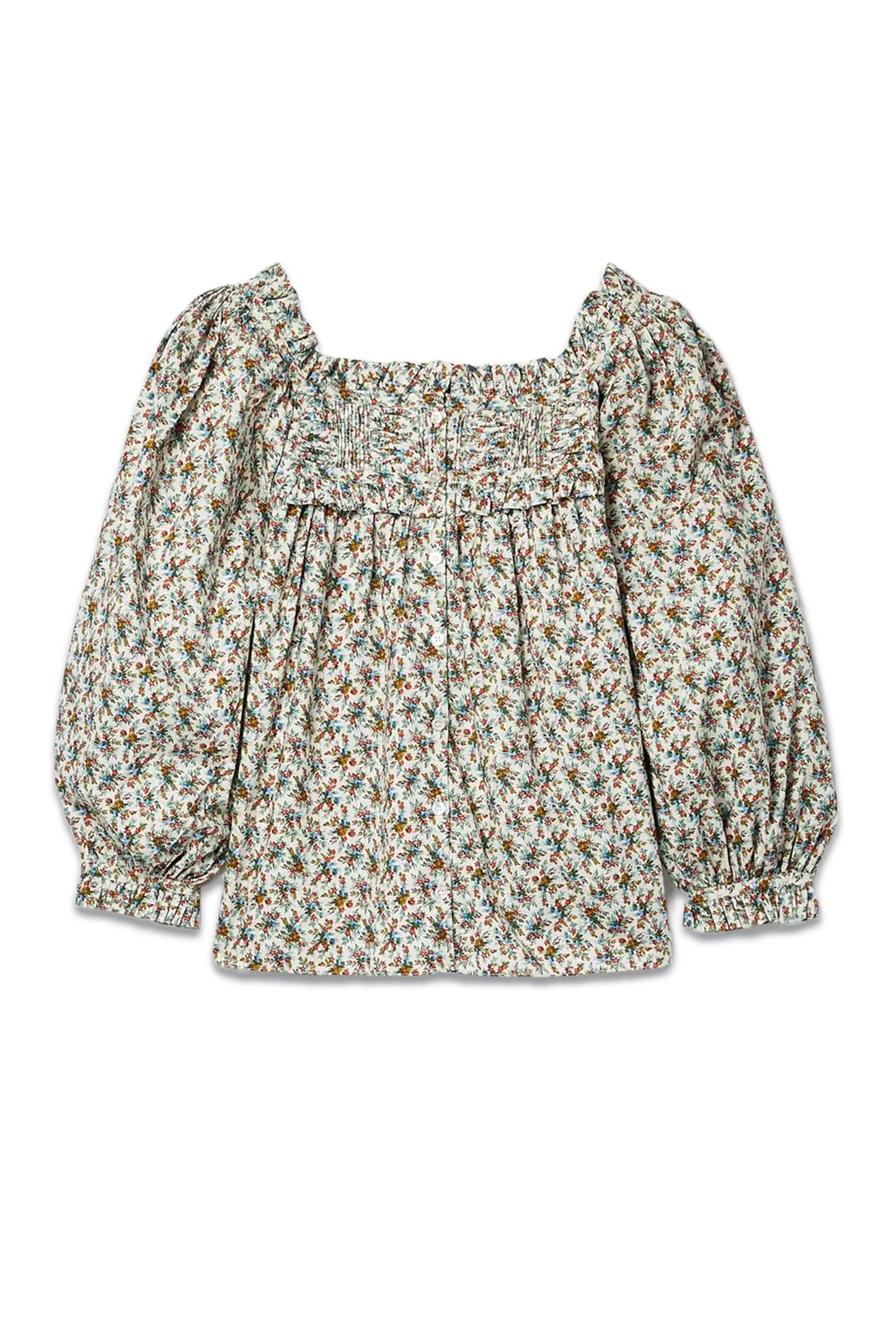 Claudette Pintucked Floral-print Cotton-voile Top