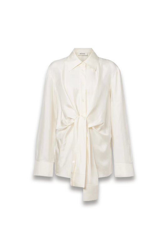 Draped Silk Satin Shirt