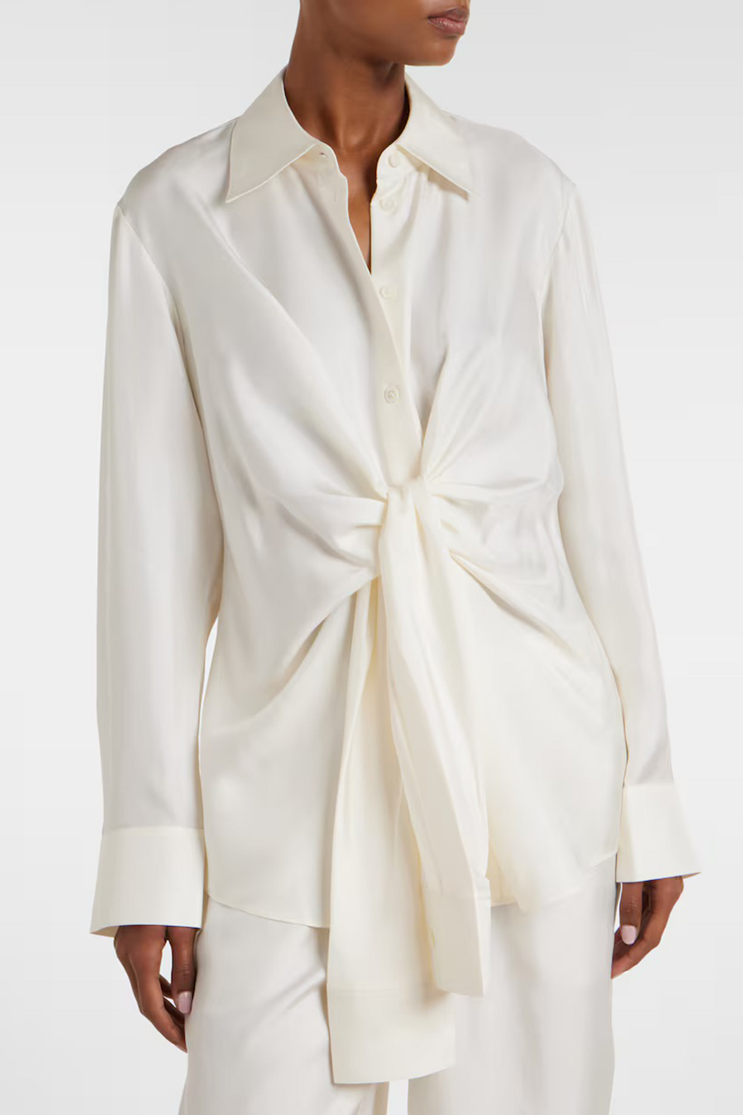 Draped Silk Satin Shirt