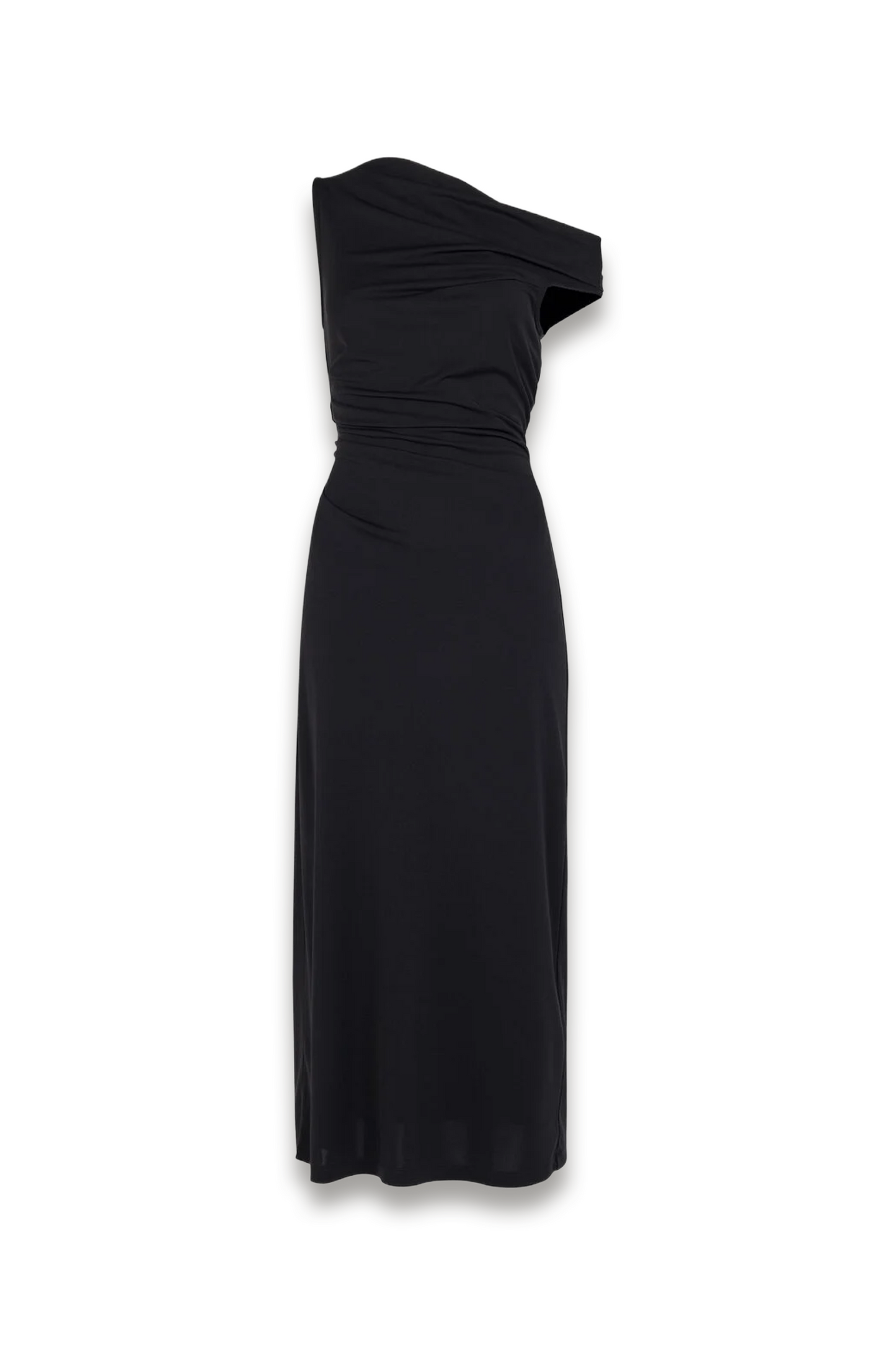 Black Jersey Crepe Asymmetric Dress