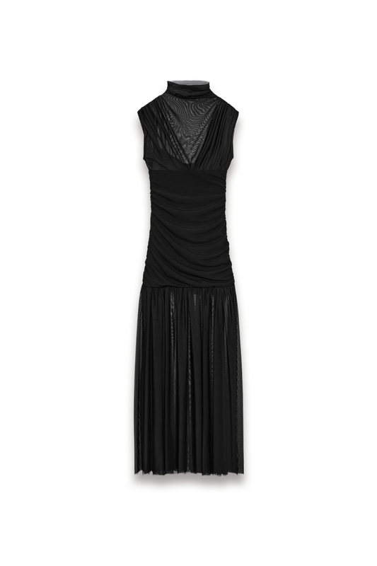 Combined Draped Midi Dress