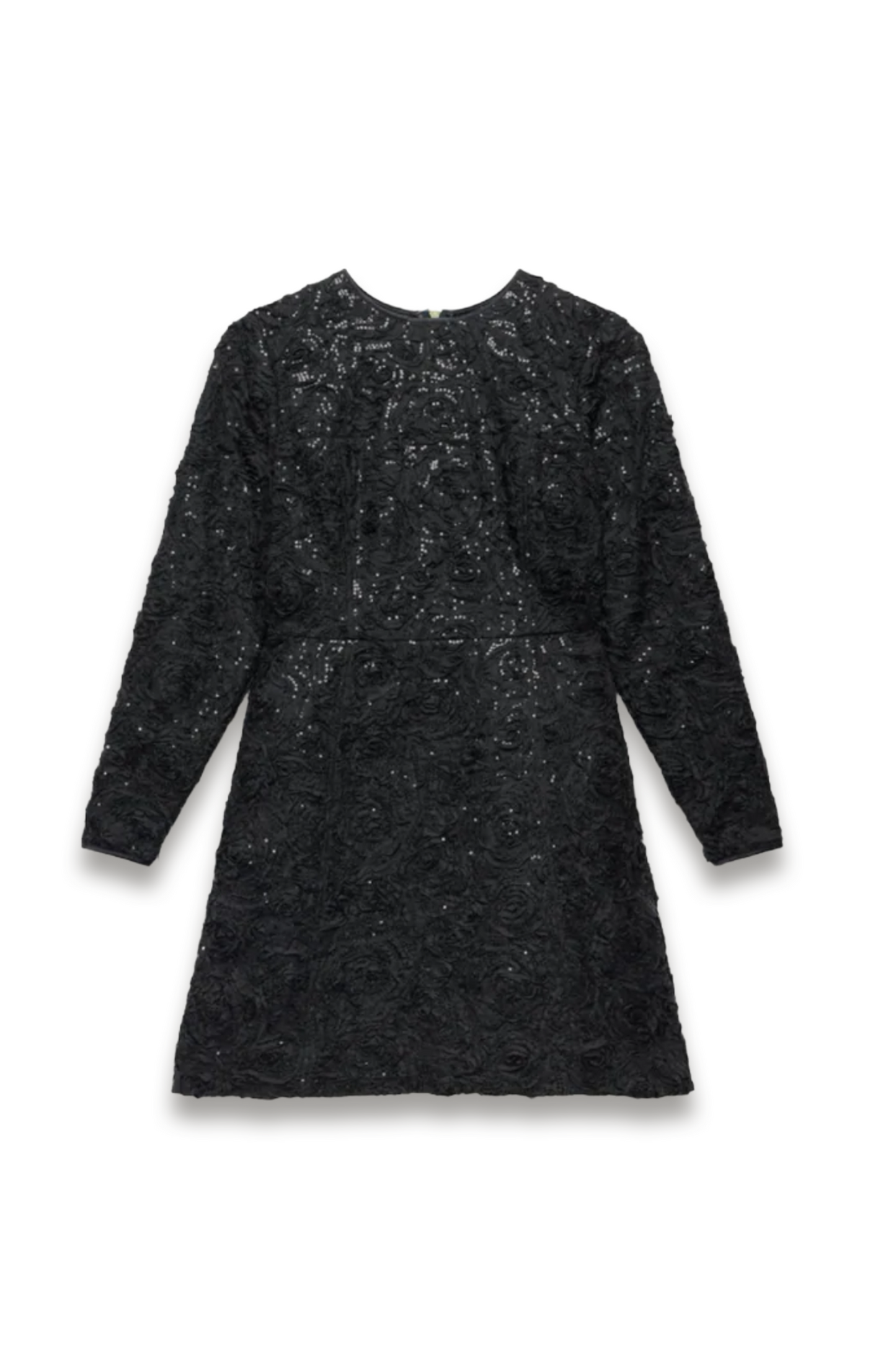 Black Sequin Applique Mini Dress