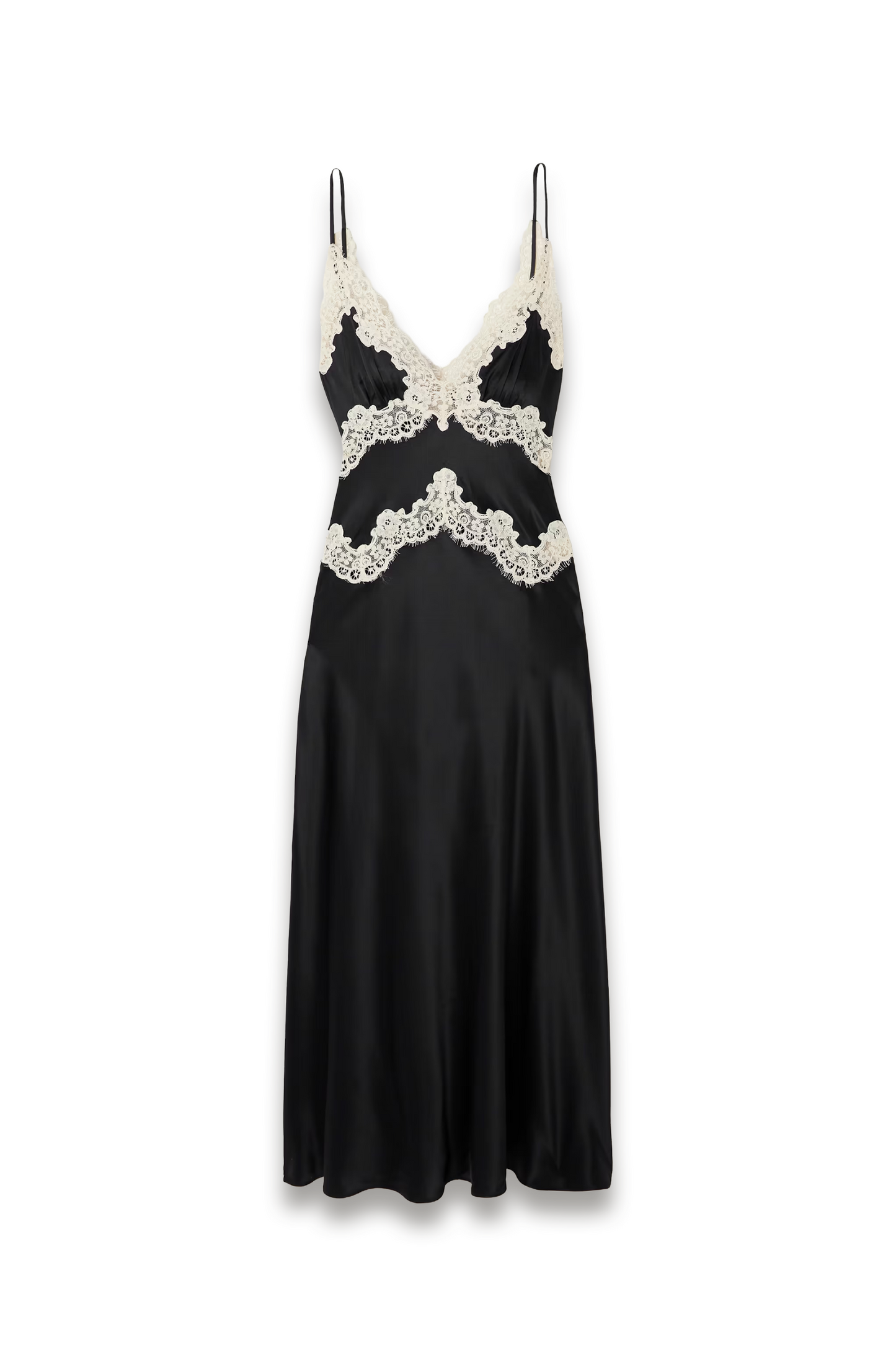 Obelia Corded Lace-trimmed Silk-satin Midi Dress