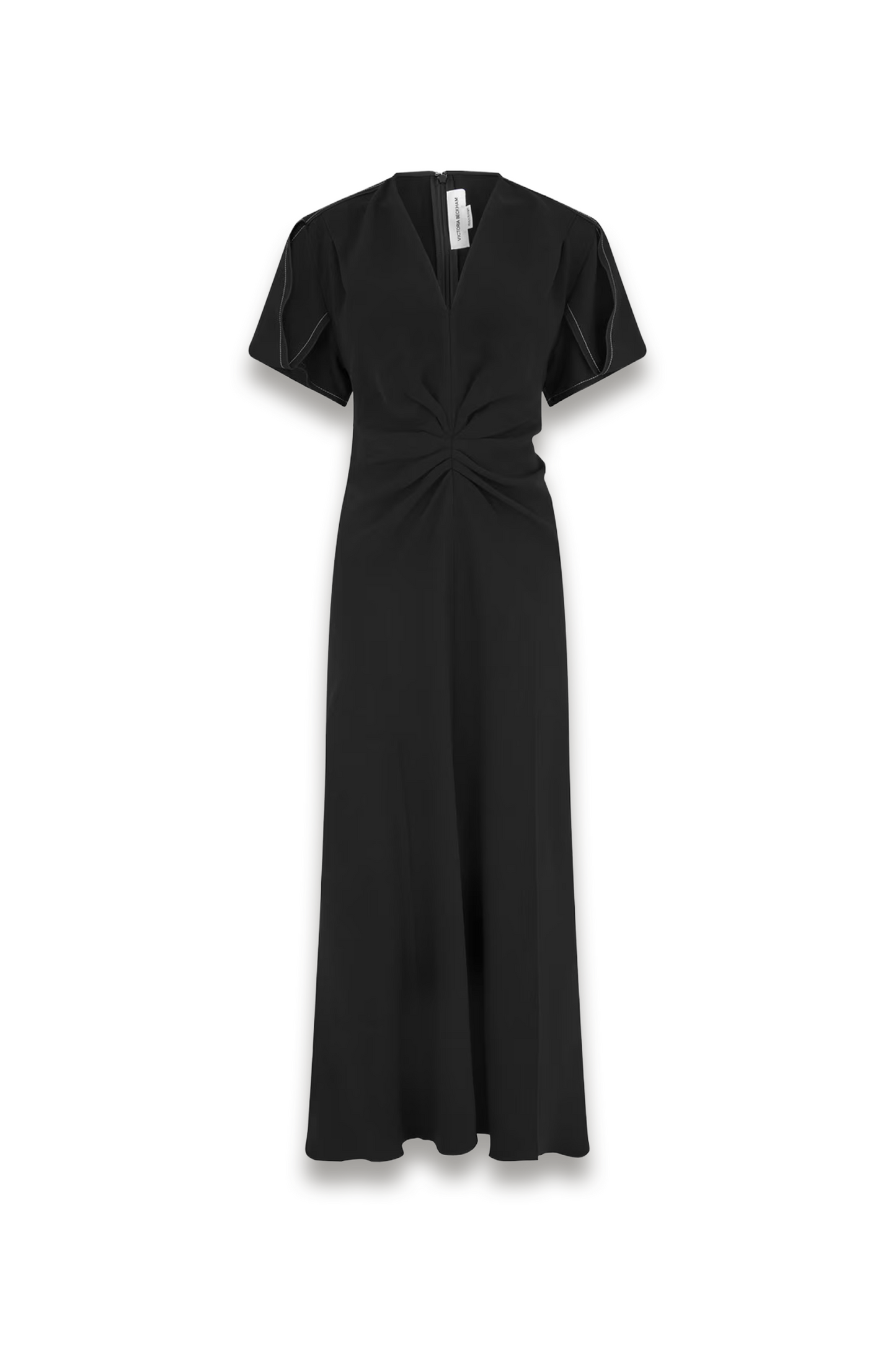 Gathered V-Neck Midi Dress