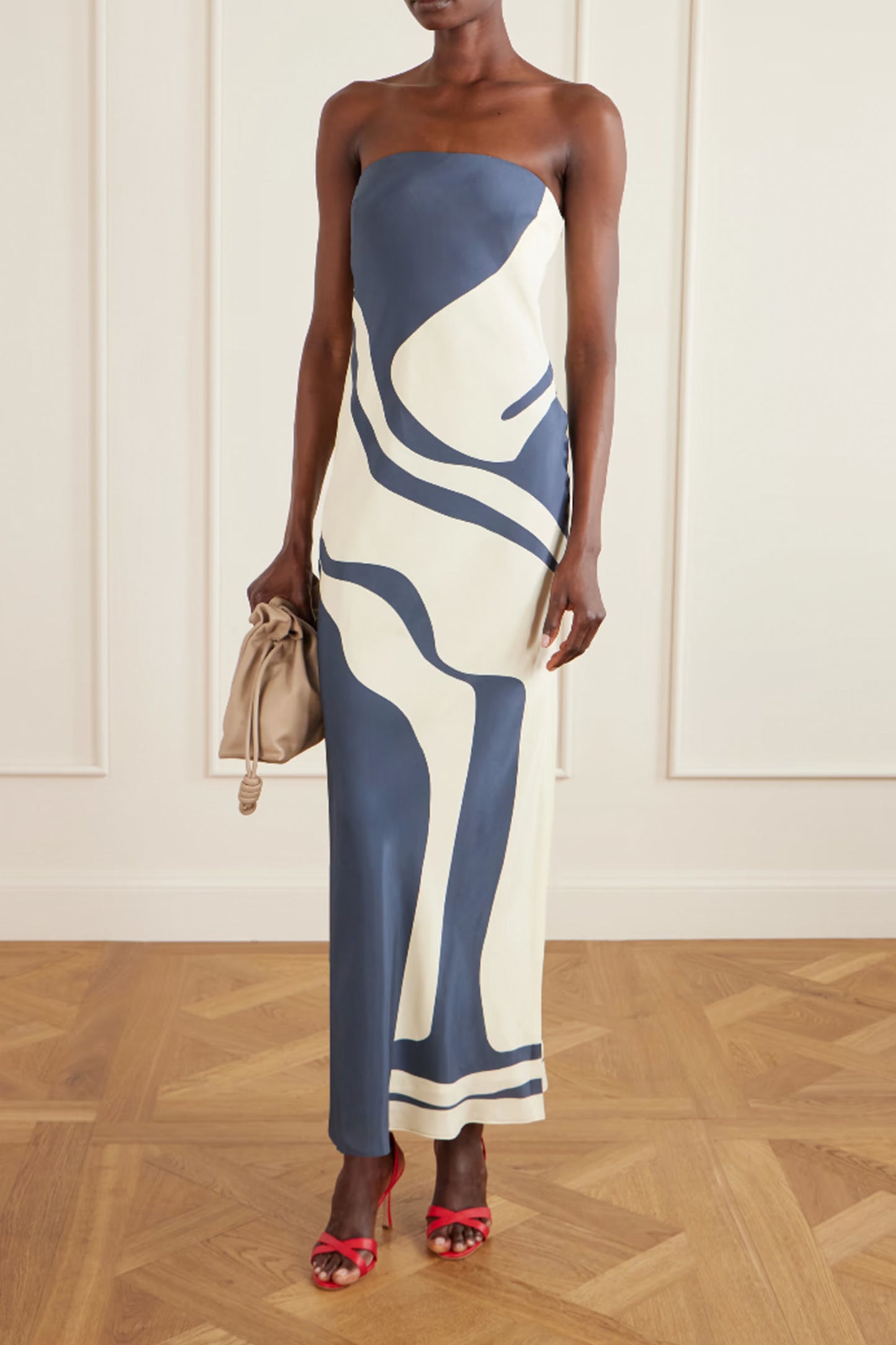 Lilou strapless Printed Silk-satin Maxi Dress