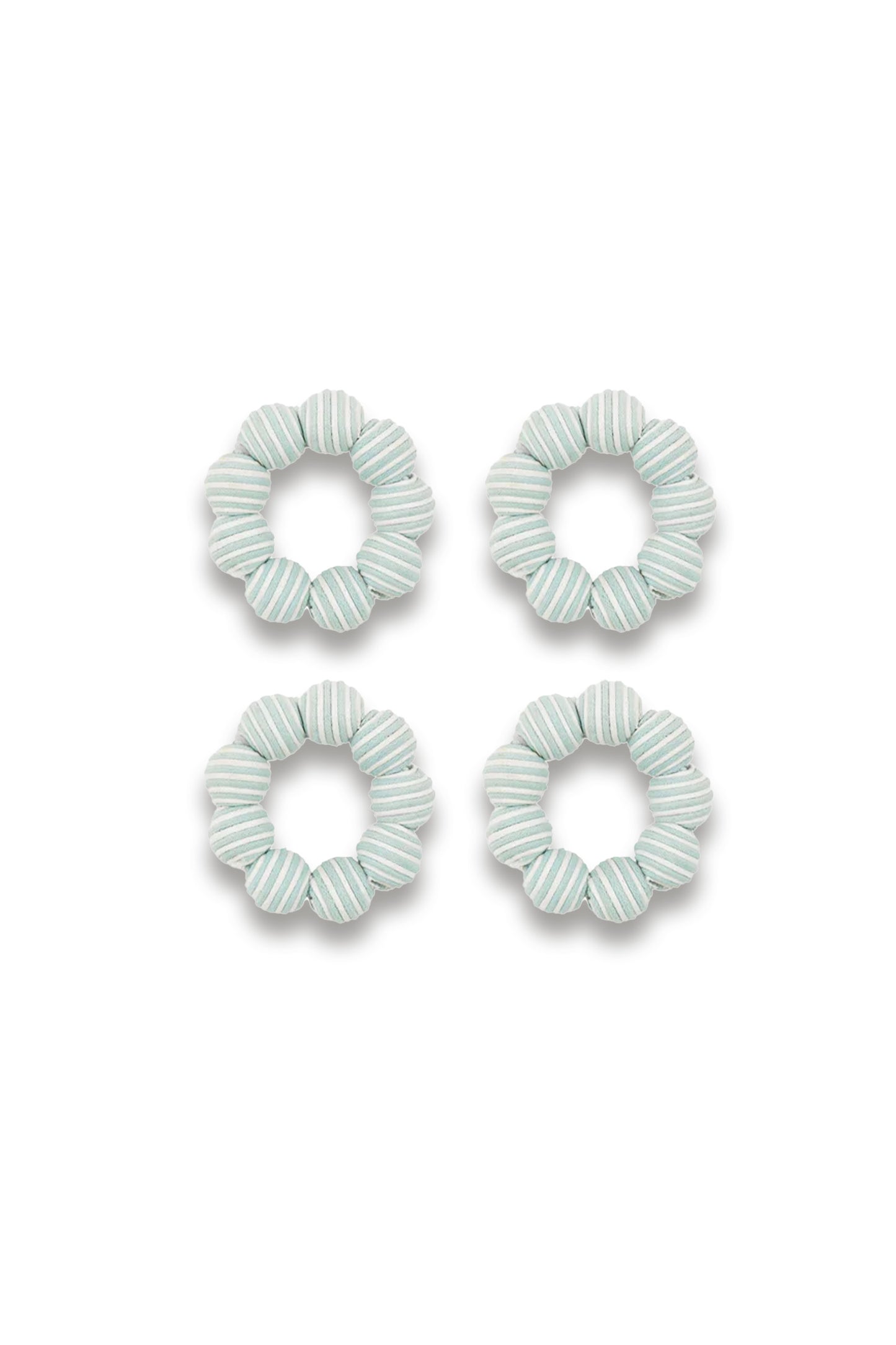 Set of 4 Striped Napkin Rings, Chalk Blue