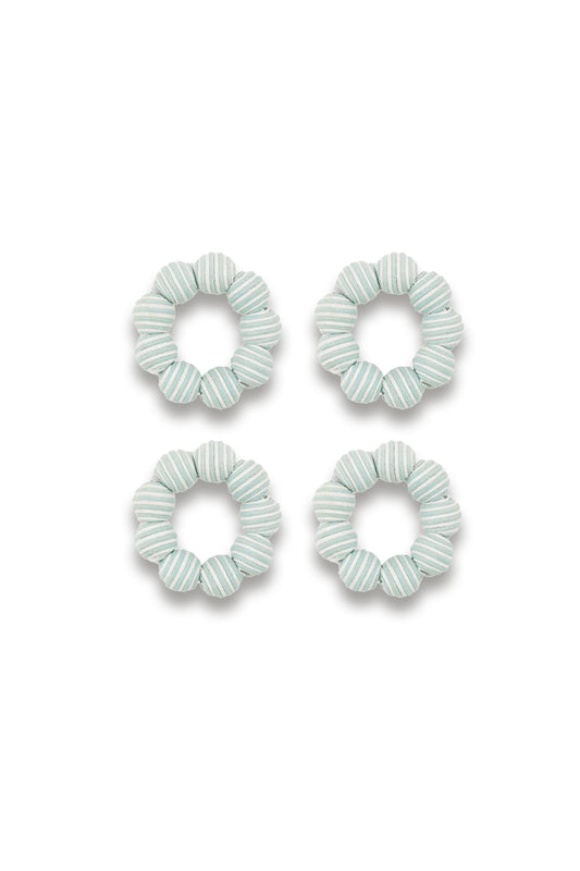 Set of 4 Striped Napkin Rings, Chalk Blue