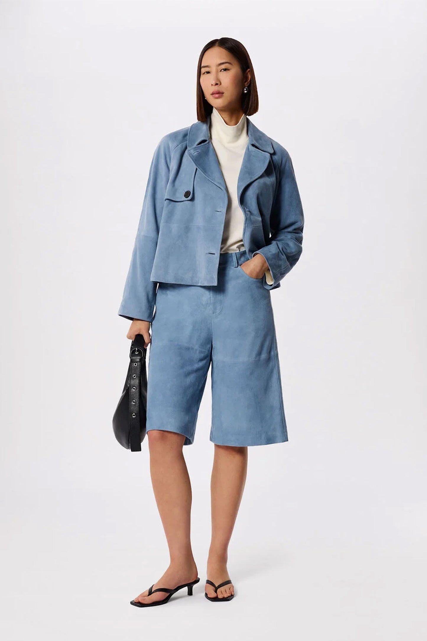 Blue Suede Longline Short