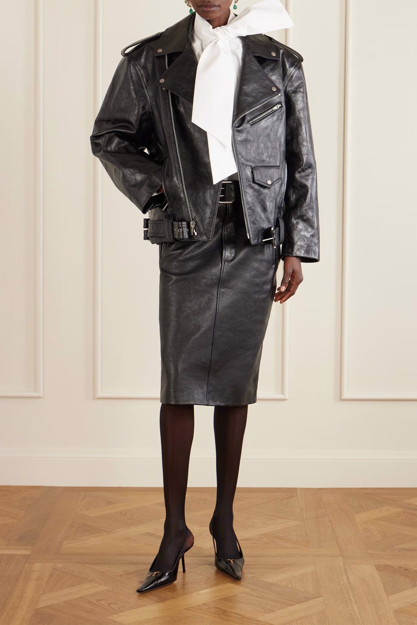 Scarf-detailed cotton-poplin shirt