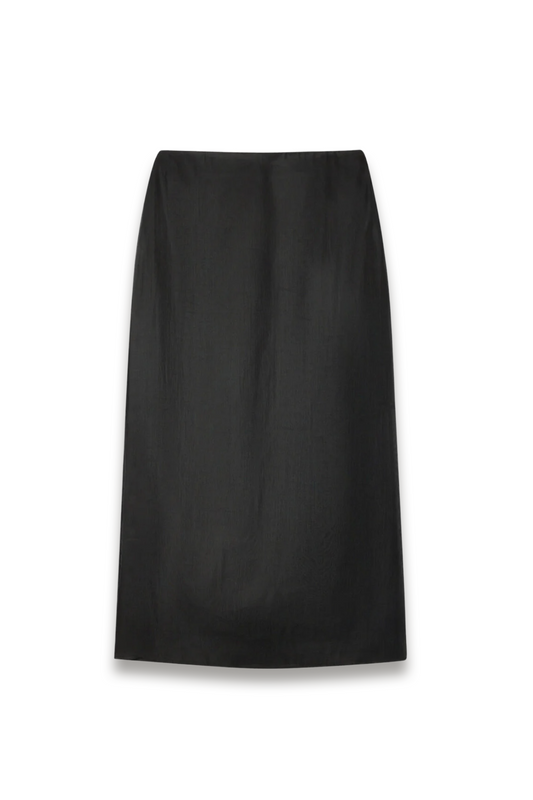 Black Organza Column Midi Skirt