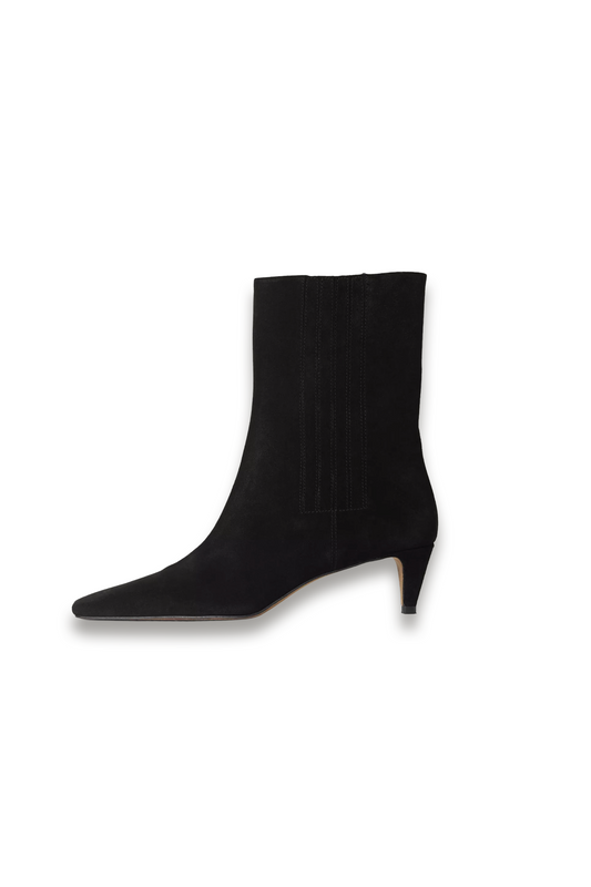Valerie Suede Kitten Heel Ankle Boots, Black