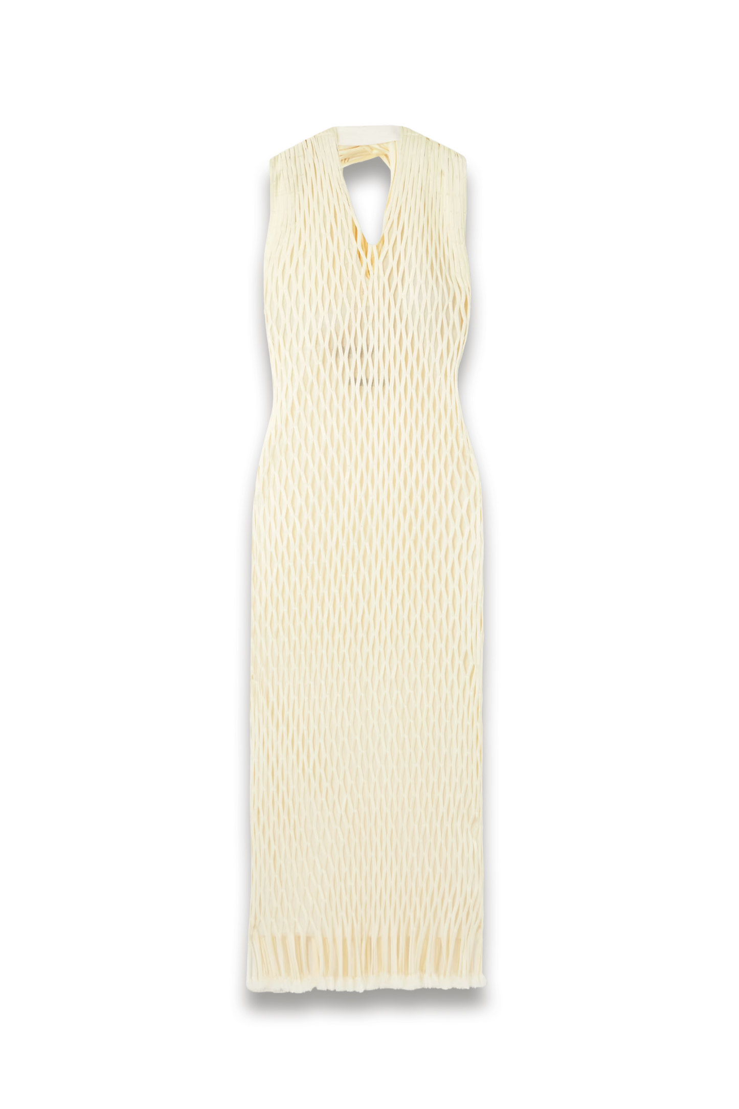 Zora Fringed Mesh Halterneck Midi Dress