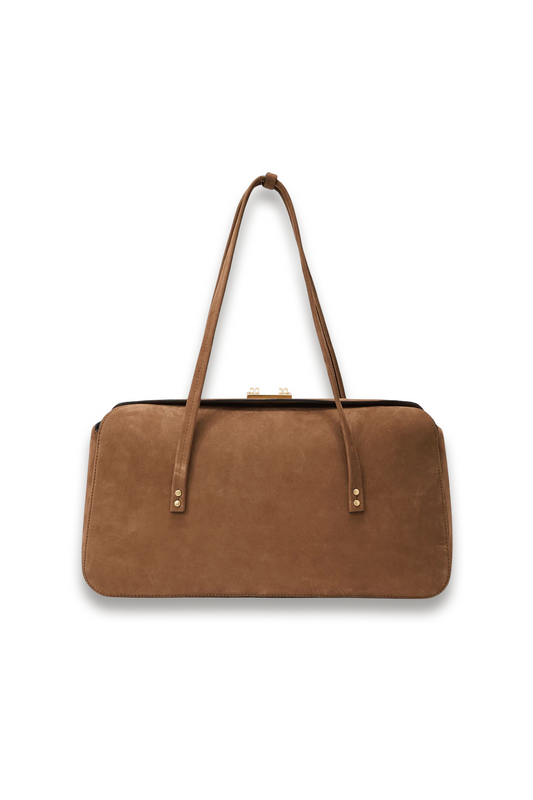 Suede Bowling Bag in Tan