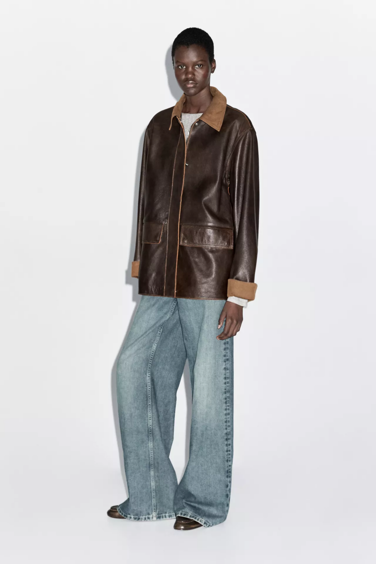 Nappa Leather Parka with Corduory