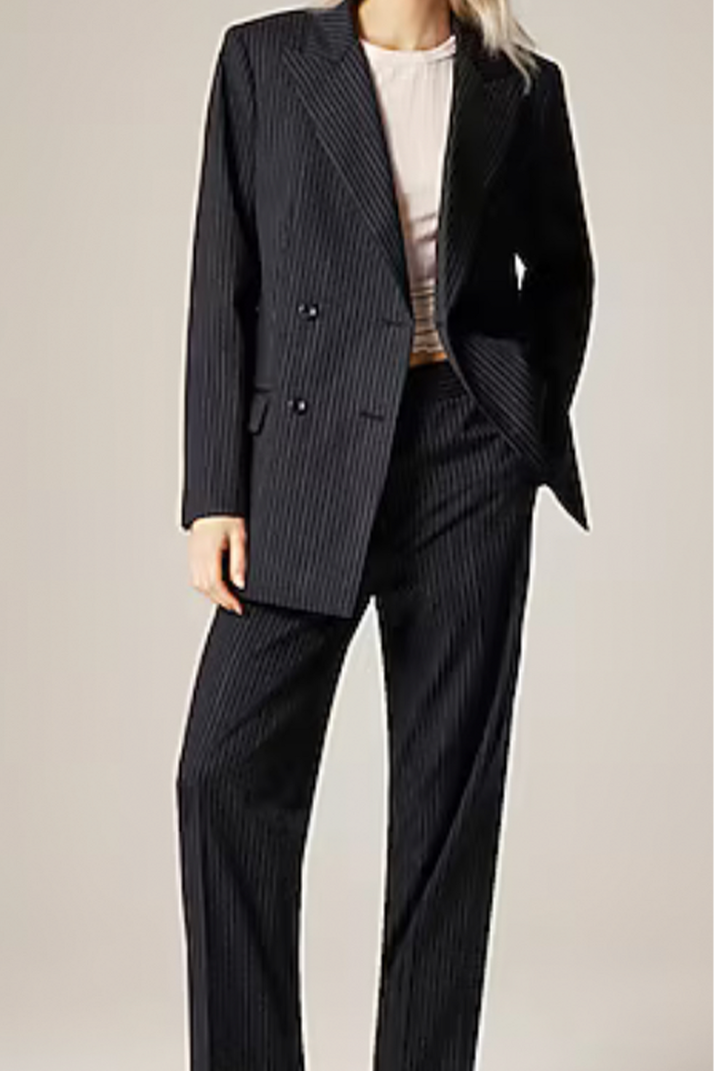 Alex Eagle X J.Crew Relaxed Double-breasted Blazer in Pinstriped Wool